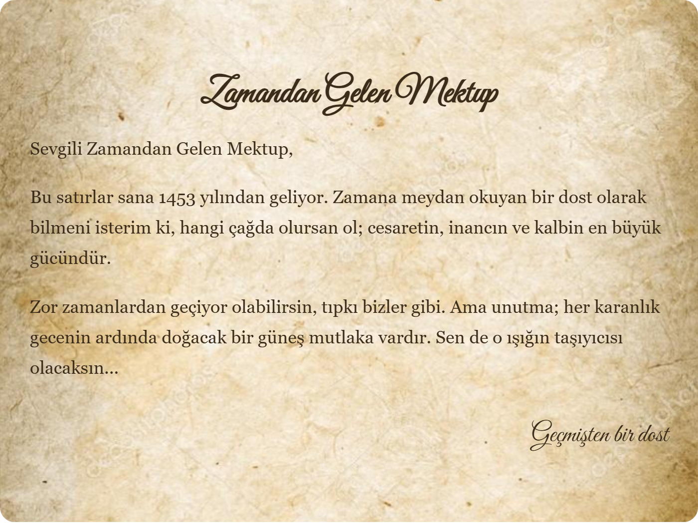 Zamandan Gelen Mektup